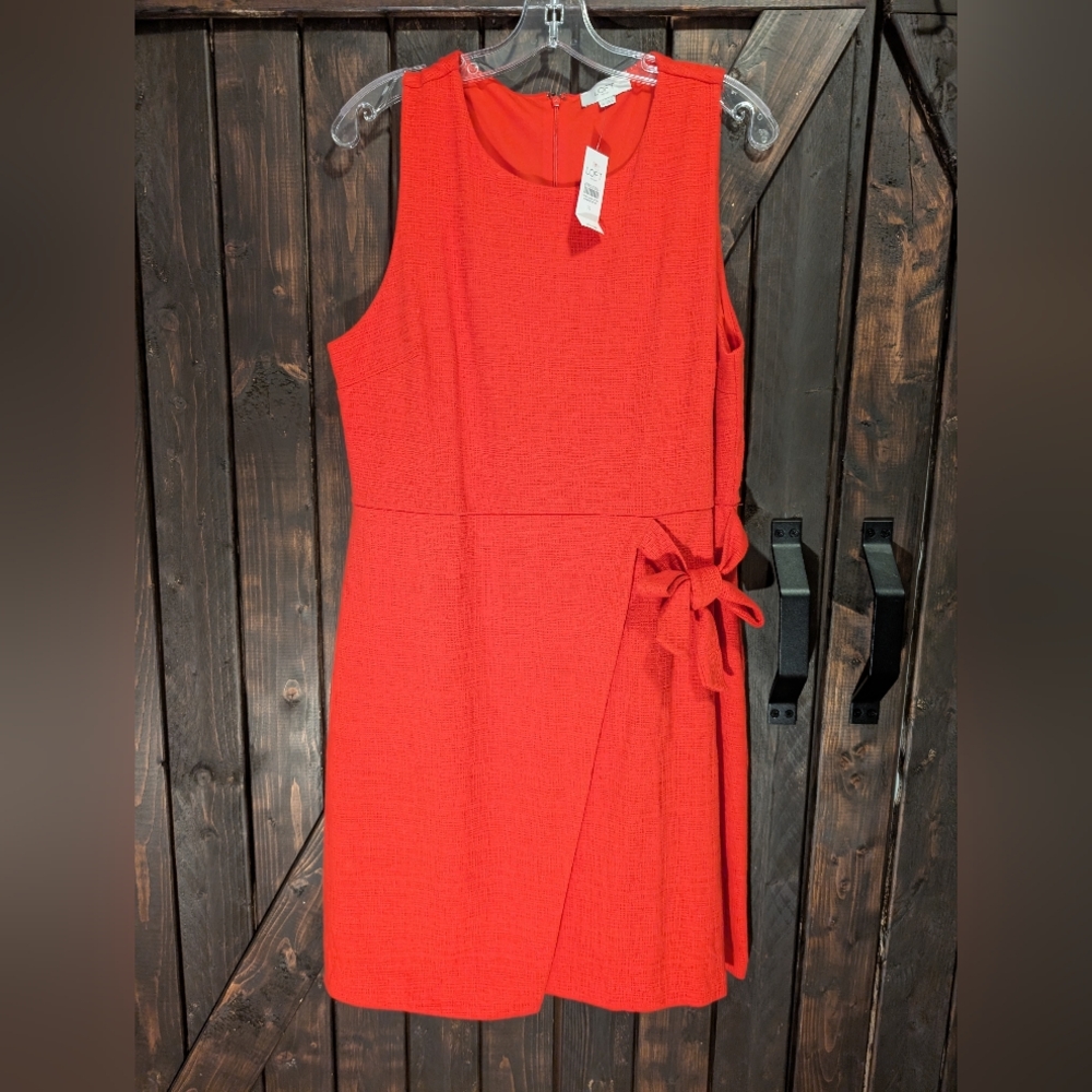 Loft Outlet, Foe wrap Red Sleeveless Dress, Size 14